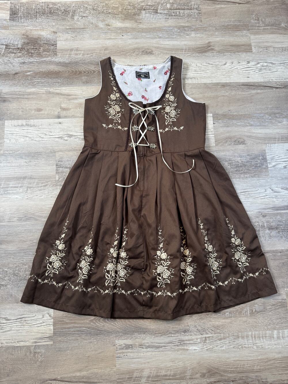 Dirndl Trachten Haus Brown Embroidered Dirndl Dress Oktoberfest Cottagecore XXL